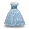 Abiti Estate Ragazza Frozen Elsa Abito Festa per bambini Manica corta Moda Abito da principessa Bambina Regalo di compleanno Vestiti di Natale + mantello