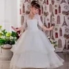 Girl Dresses Lace White Flower For Weddings Half Sleeve Princess Kids Floor Length Evening Party First Communion Ball Gown