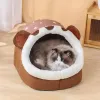 Коврики для кошачьего домика для маленьких собак, уютная мебель для сна в форме медведя, кошачья кровать, пещера, полузакрытое гнездо для котенка, щенка
