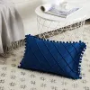 Set di cuscino di 2 coperture per cuscini da lancio lombare decorativo boho con pompon velluto rettangolo rettangolo di cuscino per auto da letto auto