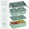 Servies 2X Bento Lunchbox Voor Volwassenen Kids Lekvrije Maaltijd Prep Portie Controle Dozen Stijl Compartiment Slanke Container