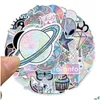 Car Stickers 50Pcs/Lot Mixed Vsco Holographic Laser Cartoon Lage Skateboard Cute Diy Cool Iti Girl Gradient Sticker Decal Drop Deliver Otrj0