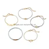 Bracelets de charme Coeur Mtilayer Bracelet Cocotier Carte du monde Empilages Femmes Mode Bijoux Will et Sandy Cadeau Drop Livraison DHS6E