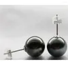 Dangle Earrings Jewelry Charming Huge 10-11mm Tahitian Black Green Round Pearl Earring