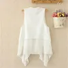 Women's Vests Asymmetry White Summer Long Chiffon For Women Korean Fashion Sleeveless Cardigan Female Vest Waistcoat Black Jacket Coat