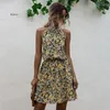 Casual Dresses Sexy Summer Dress For Women Cold Shoulder Floral Print Boho Evening Party O Neck Beach Halter Sundress Vestido