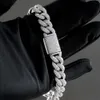 Оптовая 12 мм 15 -мм хип -хоп VVS Diamond Bracelet Bracelet Drophishing Silver Iced Out кубинская связь Moissanite Chain