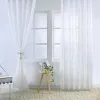 Cortinas nova geometria branco bordado tule cortinas para a sala de estar moderna pura cortina para quarto janela cego voile