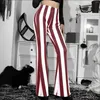 Women's Pants Sexy Slim Fit Flared Trousers Fashion High Waist Striped Printed Large Size Casual Wide Leg Draped Trouser