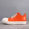 Casual Schoenen Rmk Owews Mannen Lederen Luxe Trainers Volwassen Lace Up Sneaker Vrouwen Loafers Lente Herfst Flats Oranje Big Size