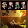 カーテン日本のサムライ猫ショートドアノーレンカーテン寿司キッチンドアパーティションハーフカーテンレストランハンギングカスタム