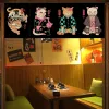 Rideaux japonais samouraï chat porte courte Noren rideau Sushi fanion cuisine porte cloison demi rideau restaurant suspendu drapeau personnalisé