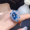 Clusterringen KJJEAXCMY Fijne sieraden 925 sterling zilver ingelegd natuurlijke blauwe topaas damesluxe prachtige OL-stijl edelsteenring met doos