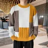 Men's Sweaters 2023 nouveaux hommes chandails tricotés col rond à manches longues Harajuku Patchwork couleur hommes pull décontracté automne hiver chaud SweaterLF231114L2402
