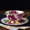 Service à thé en porcelaine royale, avec motif de Rose rouge, service à thé en céramique pour filles, tasse à café, tasse à thé en porcelaine, lot de 6, 240301