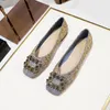 Sapatos casuais femininos dedo do pé quadrado apartamentos fivela de luxo mocassins formais