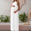 Sukienki kobiety w ciąży koronka szyfonowa sukienka ślubna ciążowa Załoga szyi bez rękawów sukienek