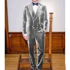 Men's Suits Velveteen Suit Double Breasted 2024 Clothing (jacket Pants Vest) Stylish Banquet Party Set 3 Piece