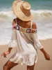 Women Beach Dress 3 4 Sleeve Off Shoulder Sticking Floral Cutout Casual Club Party Summer Sling