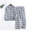 Plaid Design Multi Farben Warme Baumwolle Flanell Langarm Hosen Pyjamas für Männer Herbst und Winter Homewear Nachtwäsche Sets 240314