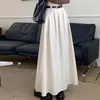 Jupes modeste a-ligne jupe élégante femme midi avec poches pour l'automne été élégant couleur unie dame vacances