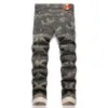 Neue 2022 Herbst Street Trendy Herren Jeans mit Distressed Patch Patchwork Mid Rise Camouflage Leggings 3369