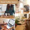 Coffee Bar Organizer Wood Coffee Station مع 3 مقسمات قابلة للتخزين قابلة للإزالة لقرون القهوة Paper Paper Straws Coffee Bar Decor 240309