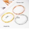 Fashion Europe And America Popular Simple Luxury 316L Stainless Steel Bracelet Diamonds Gold Plated Bangles Jewelry For Women