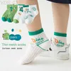 Chaussettes pour enfants 5 pièces chaussettes pour enfants 2023 été nouveau dessin animé dinosaure bateau chaussettes garçon coton peigné enfants chaussettes maille garçons et filles chaussettes YQ240314