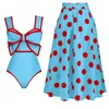 Women's Swimwear 2024 Bow Tie One Piece Swimsuit For Women With Skirt Bathing Suit Monokini Beach Bodysuit Wear