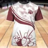 Herr t-shirts bowling boll t-shirt tecknad tryck strt mode tröja o krage kort slved casual t-shirt överdimensionerade unisex kläder y240321