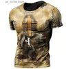 T-shirts hommes Vintage Knights Templar T-shirt Hommes Casual 3D Imprimé Jésus-Christ Crucifix Hommes Tshirt Surdimensionné Strtwear Hip Hop Populaire Ts Y240321