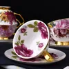 Royal Porcelain Tea Party Set With Red Rose Pattern Girls Ceramic Tea Set Coffee Mug Bone Tea Cup Set of 6 240301