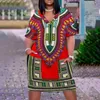 Basic Casual Jurken Afrikaanse Boheemse Dashiki Jurk voor Vrouwen Sexy Midi Jurken Korte Mouw Avondfeest Saudi Elegante V-hals Zonnejurk FashionL2403