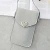 Cellphone Bags Women's Single Shoulder Bag Heart Type Hardware Transparent Touch Screen Simple Mobile Phone Solid Color Student Messenger