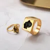 Cluster Ringe Mode Puzzle Anatomisches Herz Ring Für Frauen Männer Edelstahl Orgel Form Doppel Hochzeit Schmuck Paar Geschenk