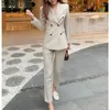 Robes de travail à la mode Beige petit costume ensemble extérieur pour le tempérament des femmes et l'occidentalisation OL robe professionnelle femmes