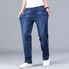 Men's Jeans 2024 Classic Stretch Loose Straight Denim Trousers Male Brand Pants Plus Size 40 42 44 Thin Blue Advanced