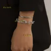 Bangle Link Chain Crystal U-shaped Buckle Metal Bangle Luxury Bracelet Statement Gold Silver Color Link Fashion Pulseras Women 2024 Designer Bracelet Jewelry