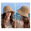 Bérets femmes chapeaux Simple fille chapeau de soleil à large bord disquette été pour la plage Panama paille dôme tissage seau Femme ombre