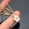 Fanjia High Edition V New Clover Plum Blossom Necklace Female White Fritillaria Rose Gold Lock Bone Chain Lucky Grass Pendant