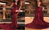 Dark Red Sleeveless Side Split Evening Dresses Sequined Spaghetti Neck Formal Women Holiday Wear Celebrity Party Gowns Plus Size C5481417