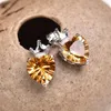 Stud Earrings 1 Pair Fengbaowu Natural Amethyst Citrine Heart Earing Ear 925 Sterling Silver Reiki Healing Stone Jewelry Gift For Women