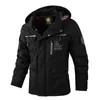 ファッションメンズカジュアルウィンドブレーカージャケットフード付きジャケットマン防水屋外ソフトシェルウィンターコート衣類暖かいプラスサイズ240229