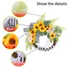 Guirlande de fleurs décoratives de tournesol artificielles, 17.7 pouces, fausse couronne esthétique en plastique pour vacances, fête de mariage