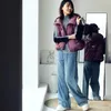 Jeans pour femmes MICOCO N0098C Lavage artistique fait vieux usé lâche taille haute jambe droite vadrouille
