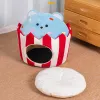 Mats Pet Cat Bed Winter Warm Puppy Nest Dog House Cartoon Pet Beds for Cat Comfort Closed Cat Tent Cave Indoor Sleep Pet Supplies