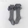 Kinder Socken Baby Mädchen Kniestrümpfe Kinder Baumwolle Große Schleife Socken Feste Beinwärmer Prinzessin Mädchen Kleinkind Weiche Lange Socken Für Kinder YQ240314