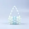 Umhängetaschen handgefertigte Perlen gewebte ovale Handtaschen für Frauen 2024 Mischen Sie Farbe Blume Acryl kleine frische Frauen -Vintage -Kristallbeutel