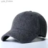 Czapki piłki średniego wieku i starsze zimowe ciepłe ciepłe Felt Hat Tata Wool Snback C Men Men BaseBaseball C 55-60CM 60-65CM L240314